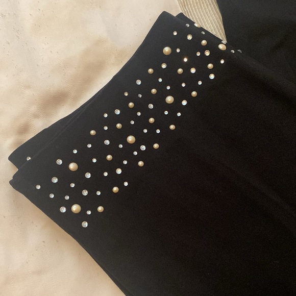👖👖👖Zac and Rachel Slim Ankle Pant, Black Sz 8 Pearl & Sequin Trim at Hem… - Picture 3 of 4